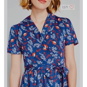 ModCloth Tied and Timeless Bird Print Wrap Dress XL
